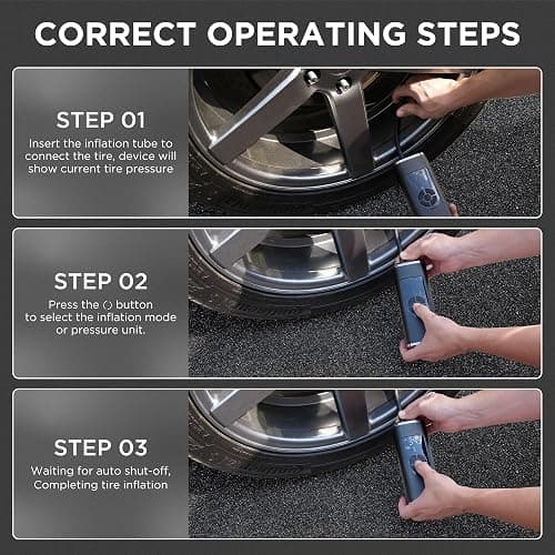 StartPro Tire Inflator Portable Air Compressor, 150PSI Cordless Air Pump, Dual Power Suply, LED Display, Flashlight, Auto Shut-Off, Fast Inflation for Car, Motorcycle, Bike, and Sports Equipment thumbnail 7