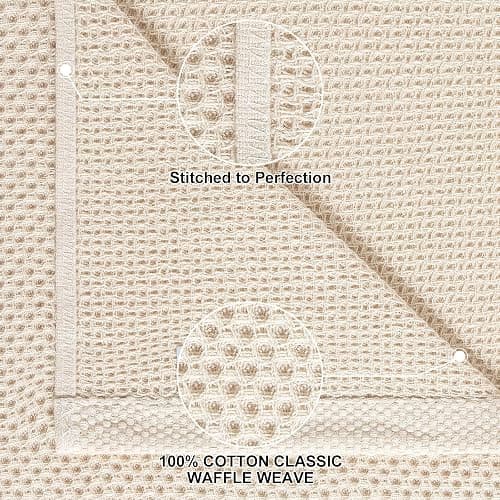Homaxy 100% Cotton Kitchen Towels and Dishcloths Set, 12 x 12 Inches and 13 x 28 Inches, Set of 8 Bulk Kitchen Towels Set, Ultra Soft Absorbent Dish Cloths for Washing Dishes, Beige thumbnail 4