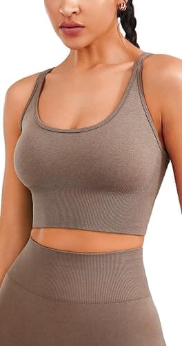 JOYSPELS Womens Seamless Longline Sports Bra, Yoga Top with Removable Pads | Slim Strap, 4-Way Stretch, Crop Top for Gym, Workouts & Running. Soft, Breathable & Supportive thumbnail 2