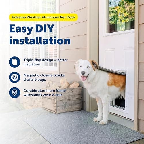 PetSafe Extreme Weather Aluminum Pet Door - Energy-Saving Thermal Barrier Pet Flap with Slide-in Door Locking & Secure Flap Cover - for Dogs Up to 100 lb - Large thumbnail 3