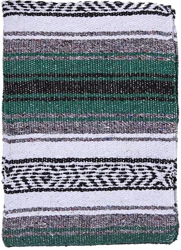 El Paso Designs Mexican Yoga Blanket – Colorful Falsa Serape Throw for Yoga, Beach, Picnic, Saddle, or Home Décor – Soft Woven Boho Blanket (Hunter Green) thumbnail 6