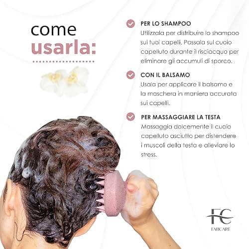FABCARE Massaggiatore Cuoio Capelluto in Silicone con Steli di Grano per Capelli Asciutti e Bagnati, Stimola Crescita, Favorisce Circolazione e Supporta il Benessere del Cuoio Capelluto (Rosa) thumbnail 8
