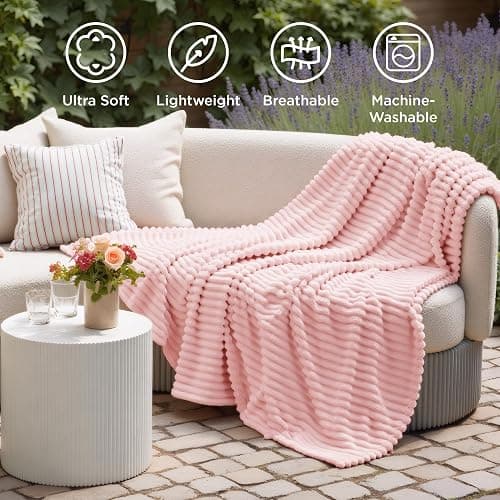 Bedsure GentleSoft Coral Pink Fleece Throw Blanket for Couch - Super Soft Cozy Blankets for Women, Cute Small Blanket for Girls, 50x60 Inches thumbnail 6