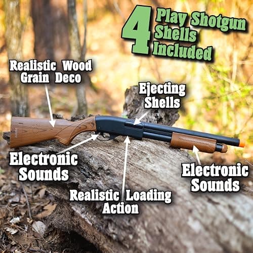 Sunny Days Entertainment Pump Action Blaster – with Realistic Sounds and Ejecting Play Shells | Hunting Role Play Toy | Cowboy Costume for Kids – Maxx Action, Wood Grain thumbnail 2