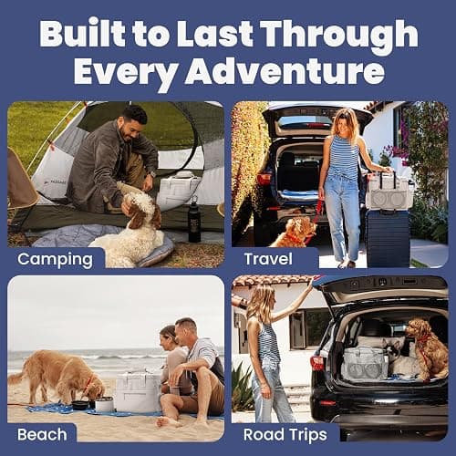 The Original Doggy Bag™- Dog Travel Bag for Supplies - Ultimate Gift for Dog Moms & Dads, Doggy Lovers & Pet Owners for Christmas- Includes 2 BPA-Free Travel Bowls and 2 Food Containers: Beige thumbnail 5