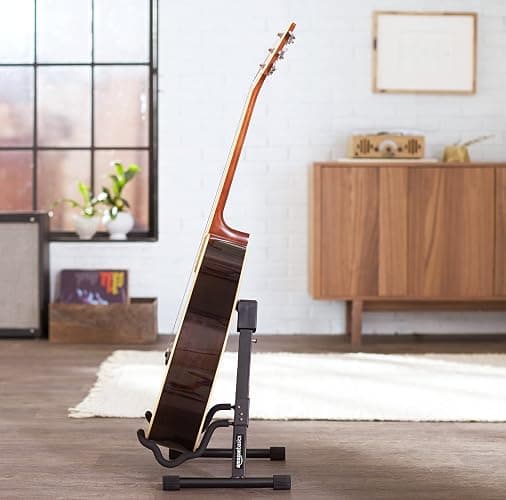 Amazon Basics Adjustable Folding Guitar Stand, A-shape, Fully Assembled - For School Music Program, Concerts & Multiple Users, Black, 8.66 x 15.16 x 3.74 inches thumbnail 12