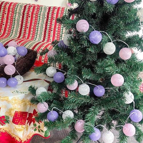 Gardeningwill 3M/10Ft 30 Purple White Ball LED Xmas Wedding Battery Operated String Fairy Light thumbnail 5