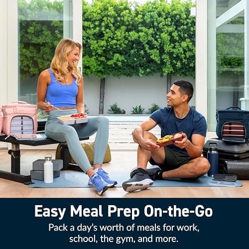 Bentgo Prep Deluxe Insulated Multimeal Bag - Lunch Box Bag, Holds 5 Meals, Premium Insulation up to 8 Hrs, Durable, Water-Resistant - Large Capacity For Adult Meal Prep (Navy Blue) thumbnail 5