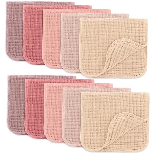 Comfy Cubs Muslin Burp Cloths 20x10" 10 Pack, Baby Burp Cloths - Multi Girl | Large, 6-Layer, Ultra Absorbent 100% Cotton Burp Cloths for Baby Drool and Messes - Soft, Safe & Gentle for Boys & Girls - Image 1