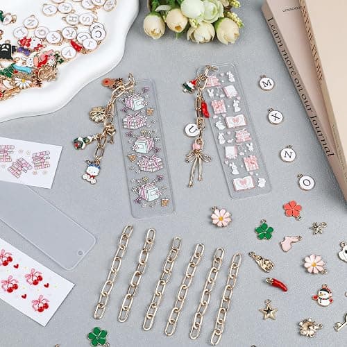 253 Pcs Bow Acrylic Bookmark Blanks(2mm) Thicken 15 DIY Bookmark Making 17 Bow UV DTF Sticker 76 Charms 15 Extender Chains and 130 Jump Ring Suitable for DIY Crafts Gifts thumbnail 2