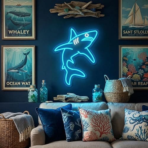 ACOPAEY Shark Neon Sign, Dimmable Ocean LED Neon Lights for Wall Decor, Animal Room Decor for Bedroom, Boys Room, Gaming Room, Man Cave, Gifts for Shark Lovers Gamers, USB Powered, 12.0 x 16.6 Inches thumbnail 9