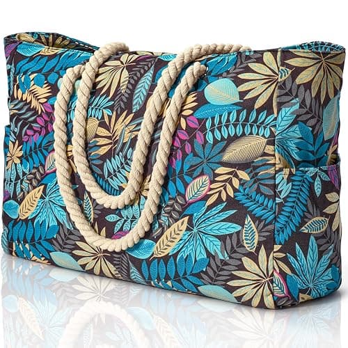 Becokan Beach Bags for Women Large Waterproof Beach Tote Bag Zipper Beach Bags Waterproof Sandproof Swim Pool Bag Large Tote - Image 1
