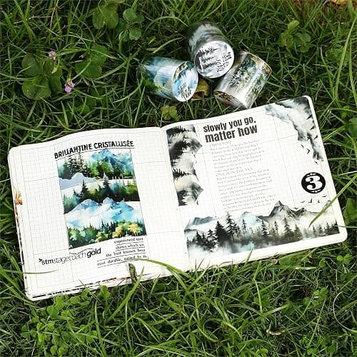 AuriicLeaf Mountain PET Tapes Set, 6 Rolls of Nature Ephemera for Junk Journaling, Scrapbooking, Crafting, DIY Projects, Diaries, and Art Supplies thumbnail 6