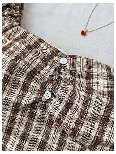 SOLY HUX Girl's Gingham Tops Y2K Cute Blouse Summer Sweetheart Neck Shirts Aesthetic Clothes thumbnail 4