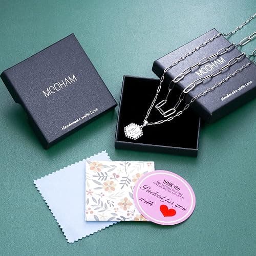 M MOOHAM Dainty Initial Necklaces for Women, 14K-Gold-Plated Layering Necklace for Women Cute Hexagon Letter Initial Necklace Layered Necklaces for Teenage Teen Girls Christmas Gifts Stocking Stuffers thumbnail 7