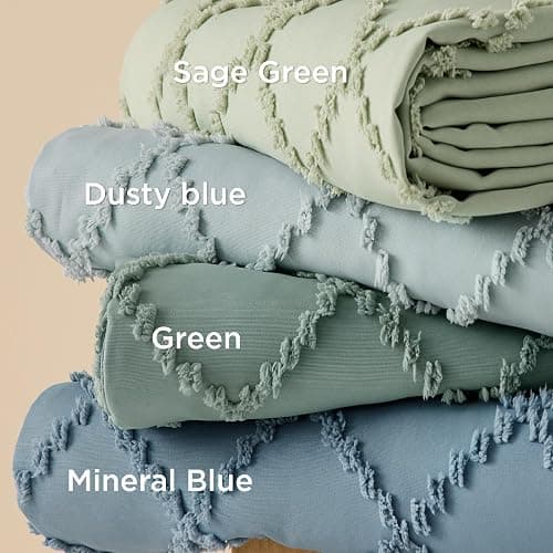 Bedsure Boho Duvet Cover Queen Size,Dusty Blue Breathable & Soft Boho Bedding, Machine Washable Comforter Cover for All Seasons, Includes 1 Duvet Cover 90"x90" with 2 Pillow Shams & Zipper Closure thumbnail 5