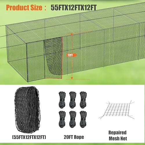 RIIFRILY Baseball Batting Cage Nets, #30/#45 NET ONLY, 20'L/ 35'L/55'L/70'L thumbnail 4