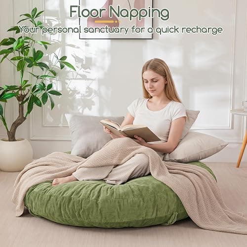 HIGOGOGO Papasan Chair Cushion with Thick Corduroy Cover (Without Chair), Soft Supportive Cushion, Green, 48 x 48 Inch thumbnail 8