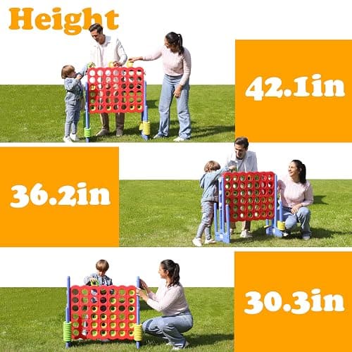 SDADI Jumbo 4 in a Row Game, 4-to-Score Giant Game Set with Adjustable Height (2.5-3.5 FT) for Kids & Adults, Indoor/Outdoor Connect Game with Quick-Release Slider, Perfect for Family and Party Games - Blue thumbnail 6