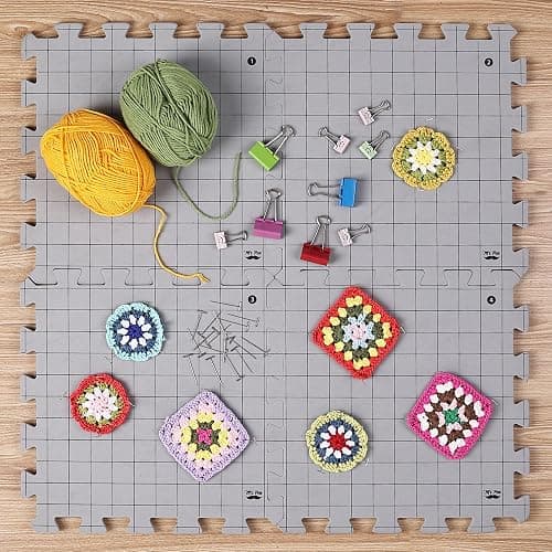 Mr. Pen- Interlocking Blocking Mats, 12”x12”, 4 Pack, Blocking Mats for Knitting & Crochet Projects with 50 T-Pins, Knitting Blocking Mats and Pins, Crochet Blocking Board for Crocheting thumbnail 6