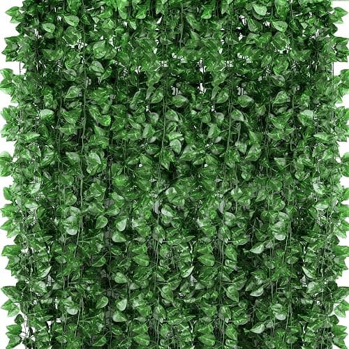 ZYIGYI 360 Feet 48 Pack Fake Greenery Hanging Garland, Ivy Leaf Plants, Vine Leaves, Fake Flowers Foliage for Bedroom Garden Wall Decor - Image 1