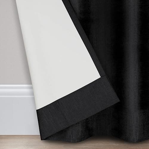 ECLIPSE Kendall Modern Blackout Thermal Rod Pocket Window Curtain for Bedroom or Living Room (1 Panel), 42" x 63", Black thumbnail 6