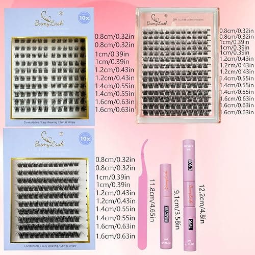 BAMYLASH 3 Styles Lash Clusters Kit, DIY Individual Eyelash Extension Kit | Natural & Fairy Cluster Lashes for Beginners, Soft Lightweight Lash Extension Kit with Bond&Seal, Lash Remover and Tweezers thumbnail 3