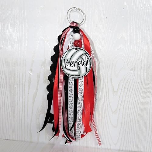 Volleyball Bag Tag Personalized with Name for Girls- Pin Me Backpack Sports Bag Gift – Acrylic Ribbons Beads - You Choose Colors thumbnail 8