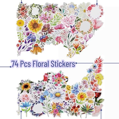 Mr. Pen- Floral Stickers Laptop, 74 pcs, Stickers for Water Bottles thumbnail 2