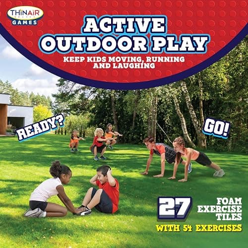 Playful Minds Backyard Field Day Obstacle Course Game – 27 Double-Sided Foam Challenge Tiles with 54 Kid-Friendly Exercises, Stopwatch, Jump Rope & Carry Bag – Outdoor Fitness Fun for Kids & Families thumbnail 6
