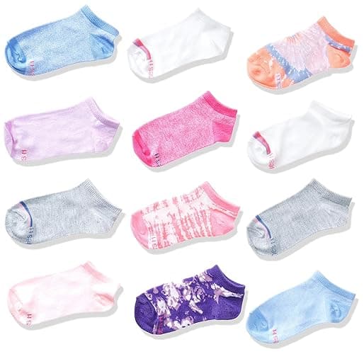 Hanes Girls Fashion Ankle Socks, Patterned Soft Socks, 12-Pack