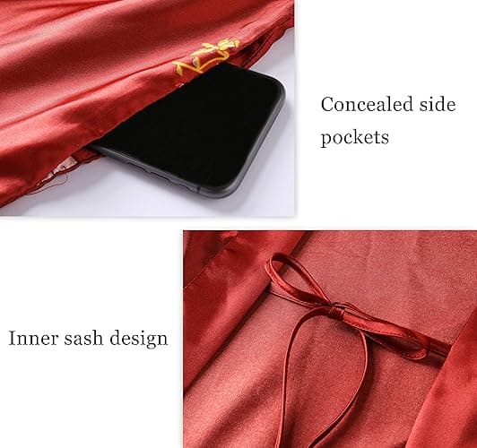 PRODESIGN Long Kimono Robe Satin Sleepwear Blouse Bathrobe Nightgown Silky Crane Kimono Cardigan Robe thumbnail 7