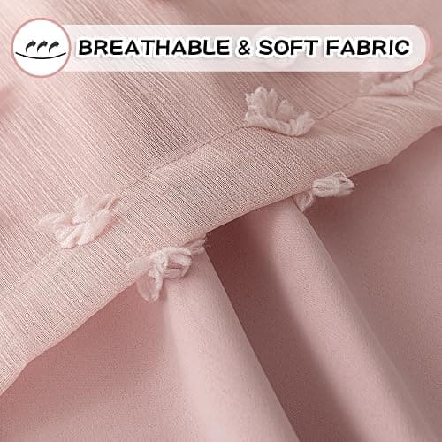 MYSKY HOME Pink Curtains for Girls Bedroom 84 Inches Long Blackout Nursery Curtains Double Layer Pink Pom Pom Sheer Overlay for Kids Toddler Grommet Privacy Room Darkening Window Drapes 52" x 84" thumbnail 8