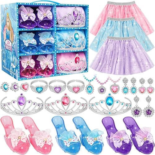 LJZJ Princess Dress Up Toys & Jewelry Boutique,Girl Role Play Gifts,Kids Toys for 3-6 Years Girl Toddler ​B-Day Party Favors - Blue