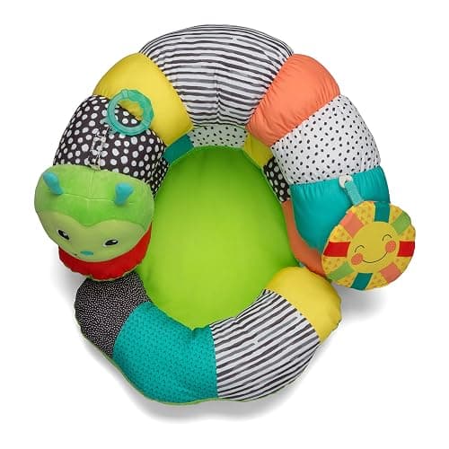 Infantino Prop-A-Pillar Tummy Time & Seated Support, Baby Floor Seat for Tummy Time & Early Sitting, Soft, Supportive, Engaging Toys, Caterpillar thumbnail 4