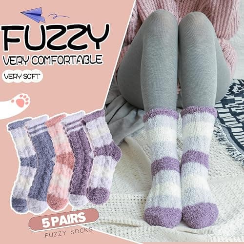 EBMORE Womens Fuzzy Socks Fleece Fluffy Cabin Plush Warm Sleep Soft Cozy Winter Adult Socks thumbnail 2