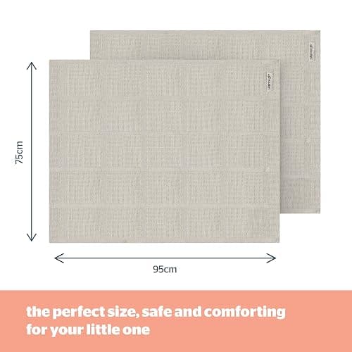 Silentnight Safe Nights Baby Blanket - Pack of 2 Soft 100% Cotton Cellular Baby Blanket for Newborn Ideal for Cot, Crib, Moses Basket and Pram - Baby Essentials - 2 Pack - Natural - Natural thumbnail 2