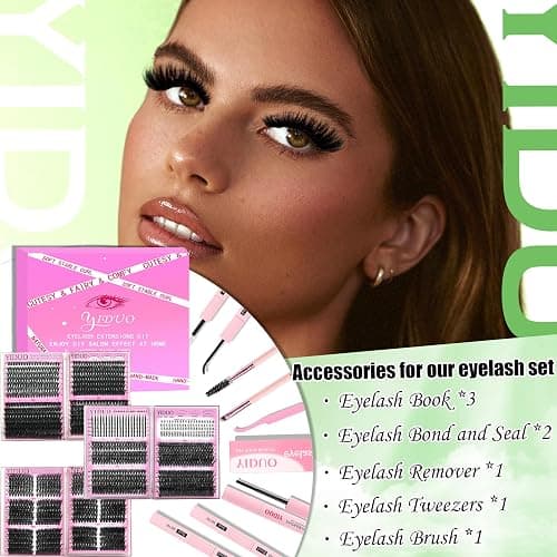 YIDUO 6 Box Mix Lashes Clusters Kit Gift Packs 1686Pcs with 2X Bond&Seal Volume Mega/Bottom Soft Extension False Eyelash D Curl Wispy Natural DIY Individual Fake Eyelashes for Beginners Bulk Pack thumbnail 9