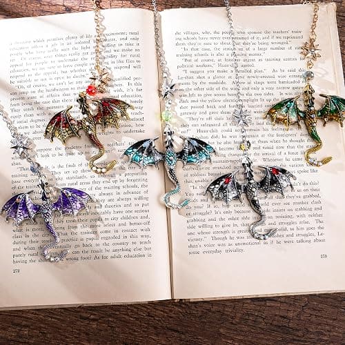 Berirexrion Fourth Wing Dragon Bookmark - Fantasy Sward Book Marks Vintage Tassel Metal Pendant Antique Silver Gray Inspirational Bookmarks Reading School Office Supplies Gift Men Boy Bookworm Reader thumbnail 8