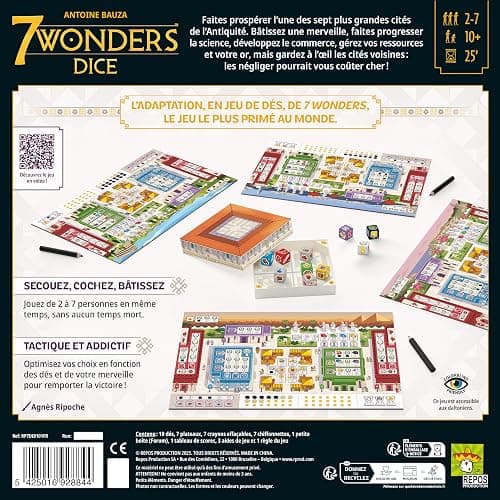 Asmodee - 7 Wonders Dice - Repos Production - Jeu de société Roll & Write - Stratégique et Rapide - 2 à 7 Joueurs - dès 10 Ans - 25 Min - en français thumbnail 3