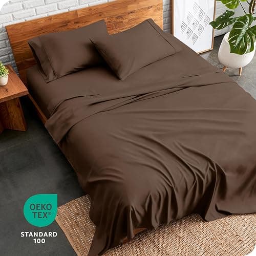 Bare Home Queen Sheet Set - Luxury 1800 Ultra-Soft Microfiber Queen Bed Sheets - Double Brushed - Deep Pockets - Easy Fit - 4 Piece Set - Bedding Sheets & Pillowcases (Queen, Cocoa) thumbnail 7