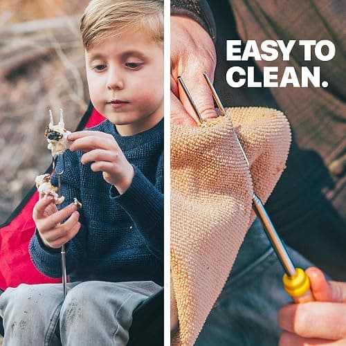 Grill Guru Smores Sticks for Fire Pit - Accessories for Campfire Marshmallow Roasting Sticks Smores Kit Outdoor-Smore Skewers Hot Dog Fork For Outside, Camping Essentials Bonfire Gear Long 32" 10 Pack thumbnail 5