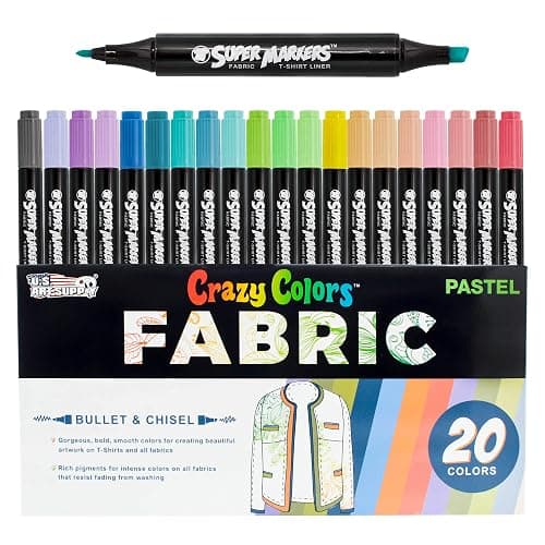 U.S. Art Supply Super Markers 20 Pastel Dual Tip Fabric Markers - Fine & Chisel Point Pens Fabric Marker Permanent for Clothes, T-Shirts - Permanent Ink Eye-Catching Pastel Colors - Image 1