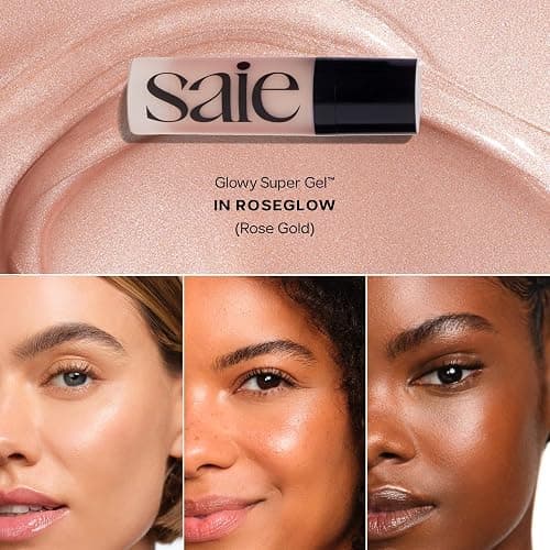 Saie SaieGlow Starter Makeup Kit - Glowy Super Gel in Roseglow, Dew Blush in Baby, and Glossybounce Lip Gloss in Play - Summer Essentials Makeup Set in a Mini Reusable Jelly Travel Bag (3 Count) thumbnail 6