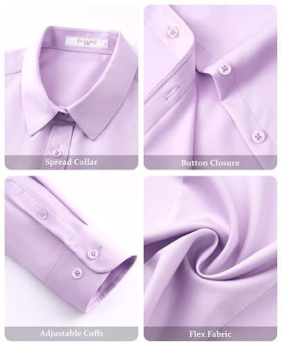 ONKEEP Dress Shirts for Women Long Sleeve Button Down Shirt Stretch Wrinkle Free Solid Casual Work Office Blouse Top thumbnail 6