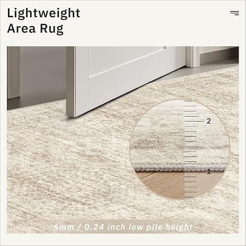 Soalmost Washable Area Rug 8x10, Large Soft Rugs for Living Room Vintage Beige Carpet 8x10 Area Rugs for Bedroom Dining Room Non-Slip Stain Resistant Under Table Rug thumbnail 6