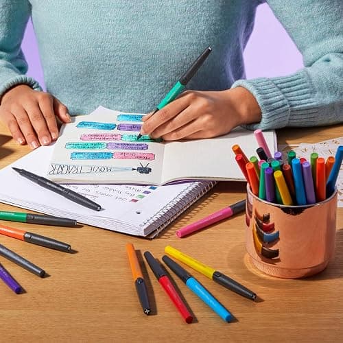 Paper Mate Flair Metallic Felt Tip Pens, City Lights Collection, Glittery Assorted Colors, Premium Ink, 8 Count - Perfect for Writing, Doodling, Bullet Journaling, Glitter, Sparkle, Writing Fun thumbnail 6