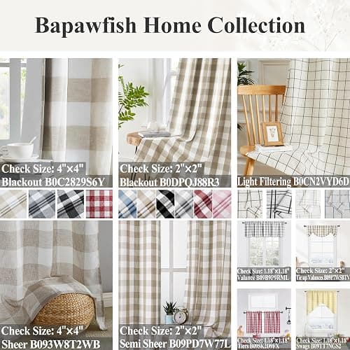 Buffalo Plaid Full Blackout Window Curtains 84 Inches Long Checkered Grommet Panels Farmhouse Geo Energy Efficient Drapes Noise Reducing Thermal Window Treatment Set for Bedroom Tan White,40"x84"x2 thumbnail 10