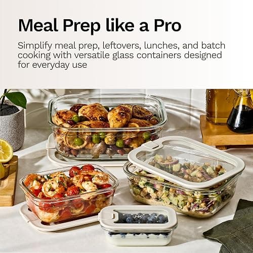 Naked Kitchen 8-Piece Food Storage Containers with Lids – Nesting Borosilicate Glass Meal Prep Containers with Leak-Proof Airtight Seal – BPA Free, Microwave, Oven, Freezer & Dishwasher Safe – Black thumbnail 2