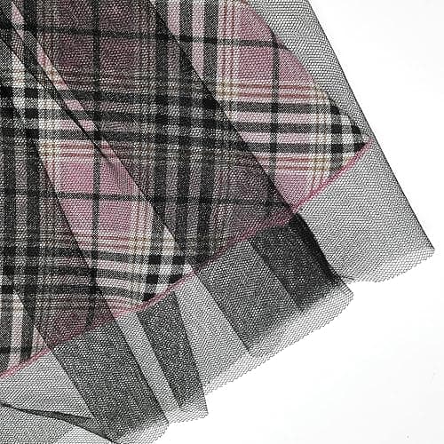 PUNK RAVE DAILY Women Gothic Skirts Women Goth Mini Plaid Skirt with Tulle Punk Dunk High Waist A-Line Party Skirt thumbnail 3